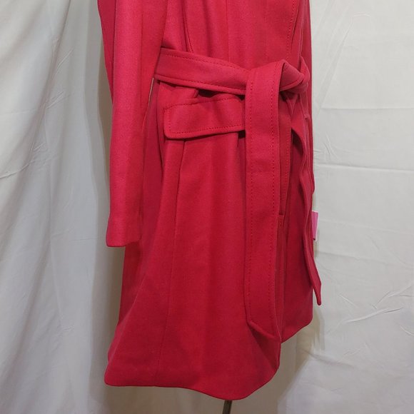 KATE SPADE NEW YORK - Women's Belted Wrap Coat, Bright Red, X-Large - Picture 9 of 10